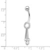 10k White Gold W/Dangly Czs Belly Dangle