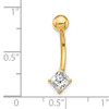 10k W/5mm Square Cz Belly Dangle
