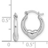 10K White Gold Heart Hollow Hoop Earrings
