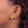 10k Created Pink Sapphire and Diamond Earrings