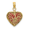 10K 3-D Reversible Heart Opens Charm