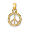 10K Flat and Textured Mini Peace Sign Charm