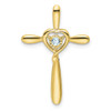 10k Aquamarine Cross w/Heart Chain Slide