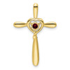 10k Garnet Cross w/Heart Chain Slide