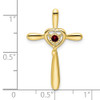 10k Garnet Cross w/Heart Chain Slide