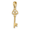 10k Polished 3-D Hearts Key Charm