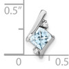 10k White Gold Antique Cushion Aquamarine and Diamond Chain Slide