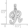 10K White Gold Polished R Script Initial Charm