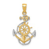 10K Two-Tone w/Rhodium Anchor W/Rope Pendant