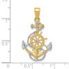 10K Two-Tone w/Rhodium Anchor W/Rope Pendant
