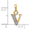 10K and Rhodium Diamond Initial V Charm