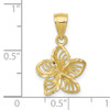 10k Polished and D/C Beaded Plumeria Flower Charm