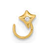14K 22 Gauge Square with CZ Nose Ring Body Jewelry