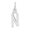 10k White Gold Small Slanted Block Initial N Char