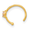 14K 20 Gauge Hoop with Heart CZ Nose Ring Body Jewelry