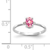 10k White Gold Polished Geniune Dia/Pink Tourmaline Birthstone Ring