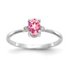 10k White Gold Polished Geniune Dia/Pink Tourmaline Birthstone Ring