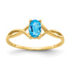 10k Polished Geniune Blue Topaz Birthstone Ring