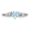 10k White Gold Polished Geniune Aquamarine Birthstone Ring