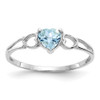 10k White Gold Polished Geniune Aquamarine Birthstone Ring