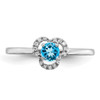 10k White Gold Blue Topaz and Diamond Ring