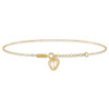 14K Oval Link Chain with Diamond-cut Heart Cage 9in Plus 1in Ext Anklet