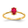 10k Polished Geniune Diamond & Ruby Birthstone Ring