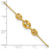 14K Polished Fancy Link 9in Plus 1 in ext. Anklet