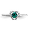 10k White Gold Created Alexandrite and Diamond Ring