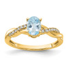 10k Oval Aquamarine and Diamond Ring