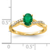 10k Oval Created Emerald and Diamond Ring