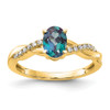 10k Oval Created Alexandrite and Diamond Ring