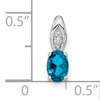 14K White Gold Swiss Blue Topaz and Diamond Pendant