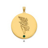 SS/Gold-Plated Circle with 1 Birth Flower and Birthstone Pendant