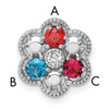 14K White Gold Diamond Flower 3 Synthetic Birthstone Complete Chain Slide
