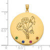 10k Yellow Gold Circle with 4 Birth Flower and Birthstone Pendant
