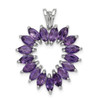 Sterling Silver Rhodium Plated Marquise Amethyst Heart Pendant