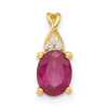 14ky Polished Oval Created Ruby and Diamond Chain Slide Pendant