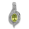 Sterling Silver Rhodium-plated Diamond and Peridot Oval Pendant