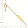 14k Two-tone Baby Polished and Textured Cross w/1in ext. ID Bracelet