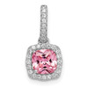 Sterling Silver Rhodium-plated Pink and White CZ Slide