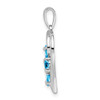 Sterling Silver Rhodium SW Blue Topaz and Diamond Butterfly Heart Pendant