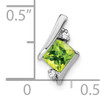 Sterling Silver Antique Cushion Peridot and Diamond Pendant