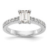 True Origin 14K White Gold 1/5 carat Lab Grown Diamond VS/SI D E F Semi Mount Emerald-cut Engagement Ring