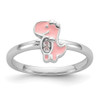 Sterling Silver Rhodium-plated Pink Enamel and CZ Dinosaur Children's Ring