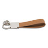 Brown Genuine Leather Wristlet Silver-tone Key Ring