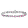 14k White Gold Created Pink Sapphire Bracelet