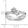 Cheryl M Sterling Silver Rhodium-plated Polished and Crisscross Two Stone CZ Ring