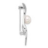 Sterling Silver RH-plated 8-9mm Button White FWC Pearl and CZ Swirl Pin Sterling Silver RH-plated 8-9mm Button White FWC Pearl and CZ Swirl Pin
