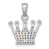 Sterling Silver RH-plated Polished Multi Color Nano Crystals Crown Pendant Sterling Silver RH-plated Polished Multi Color Nano Crystals Crown Pendant